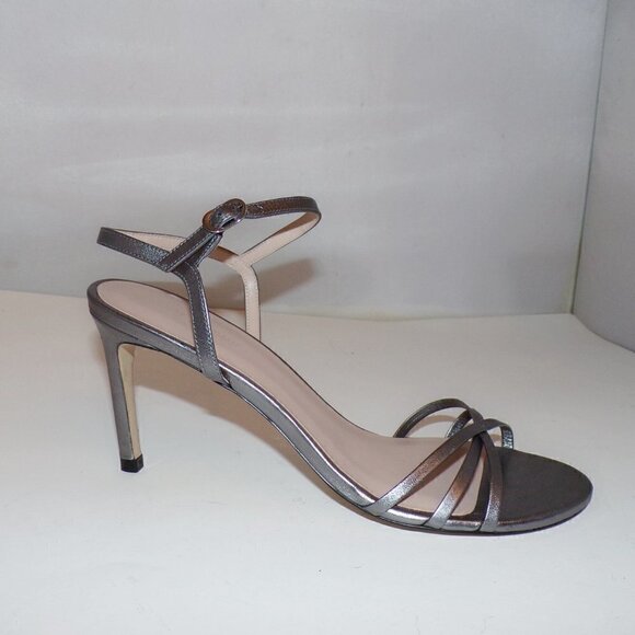 Stuart Weitzman Starla 80 Gunmetal Leather Sandal sz 10 New - Picture 3 of 6